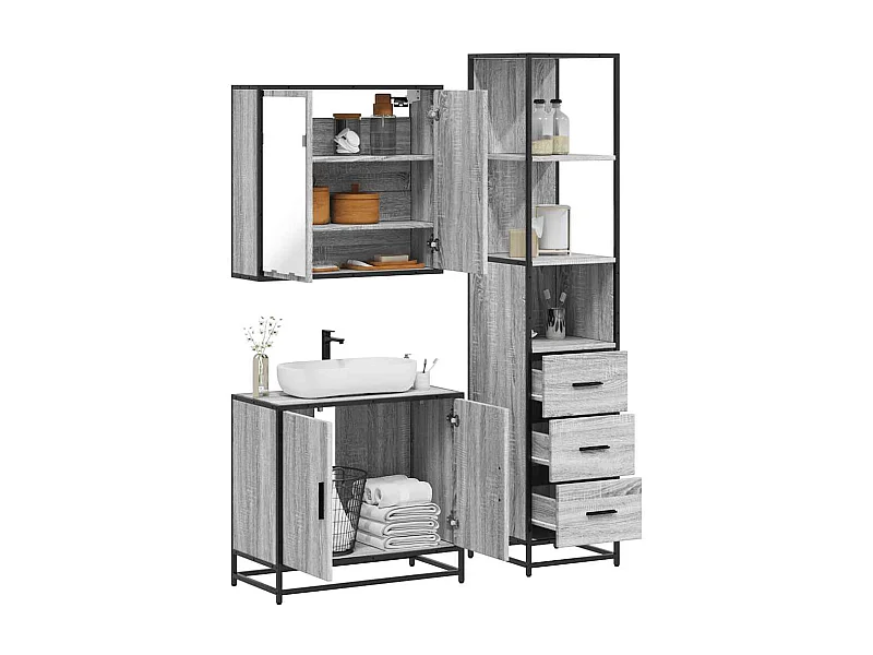 Sonoma Grey 3-delige badkamermeubelset