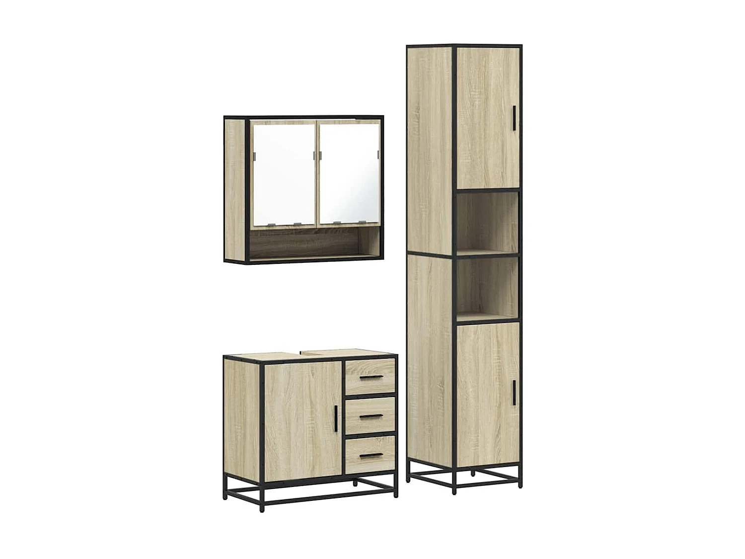 Ensemble de meubles de salle de bain 3 pcs chêne sonoma