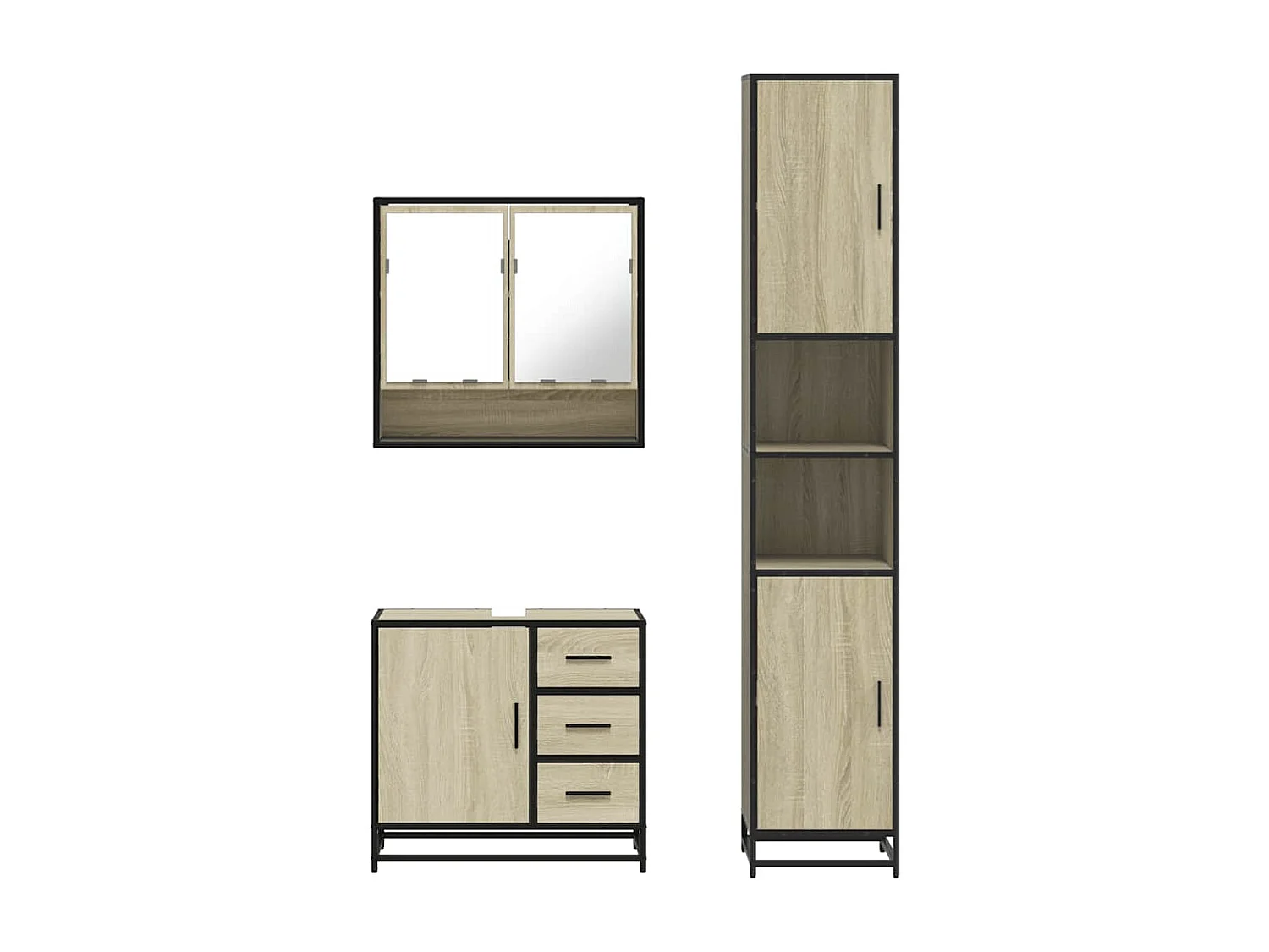 Ensemble de meubles de salle de bain 3 pcs chêne sonoma