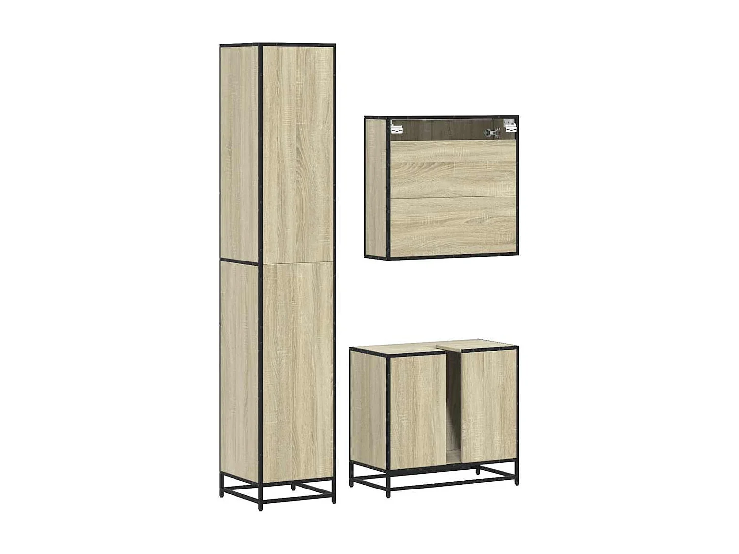 Ensemble de meubles de salle de bain 3 pcs chêne sonoma