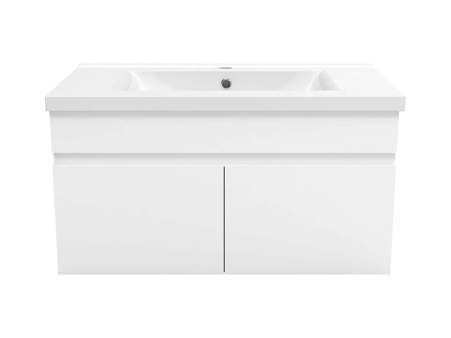 AICA Ensemble meuble Salle de Bain avec portes + vasque céramique, L x W x H: 79,5x45x40cm， Blanc Mat