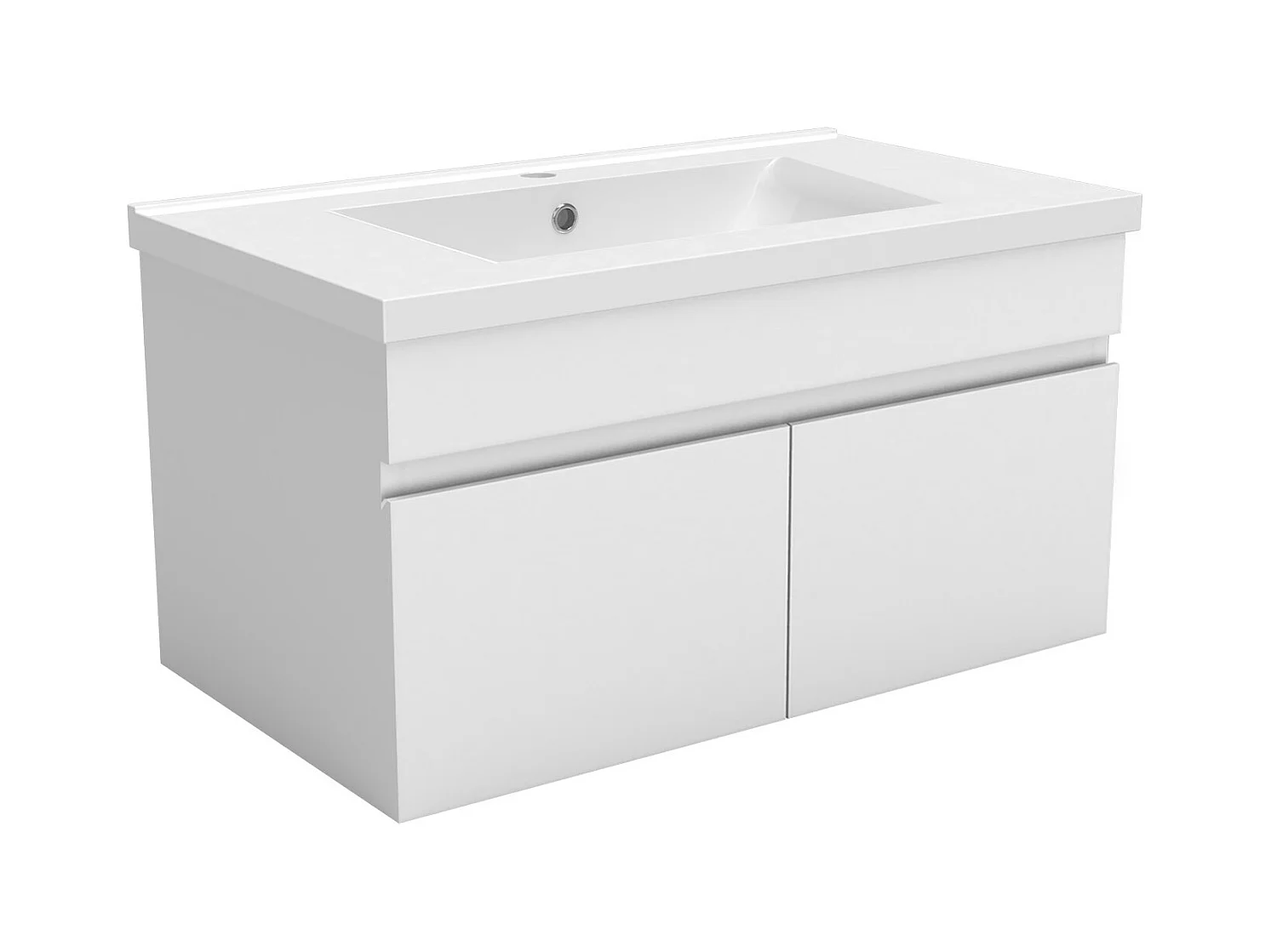 AICA Ensemble meuble Salle de Bain avec portes + vasque céramique, L x W x H: 79,5x45x40cm， Blanc Mat