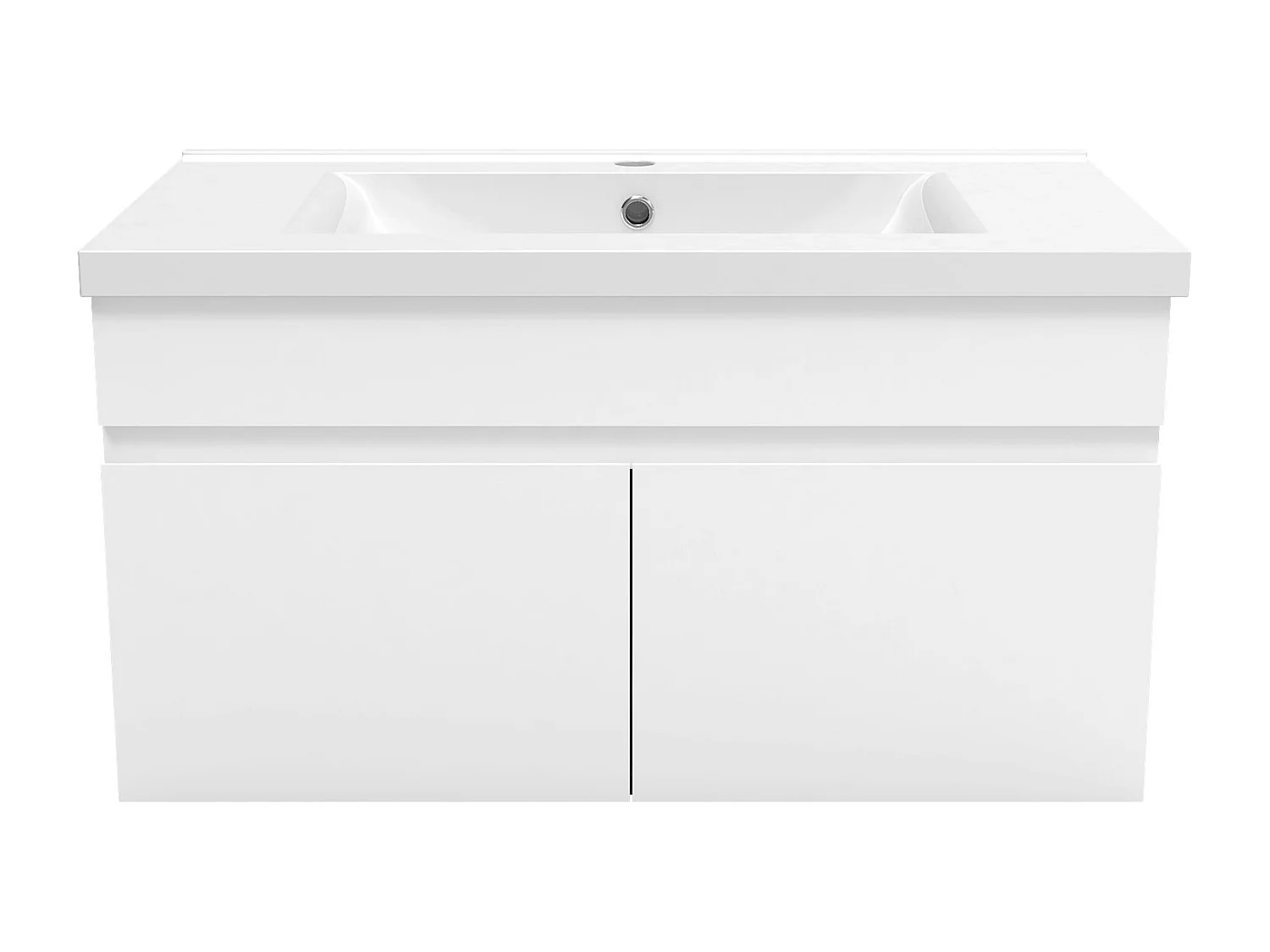 AICA Ensemble meuble Salle de Bain avec portes + vasque céramique, L x W x H: 79,5x45x40cm， Blanc Mat