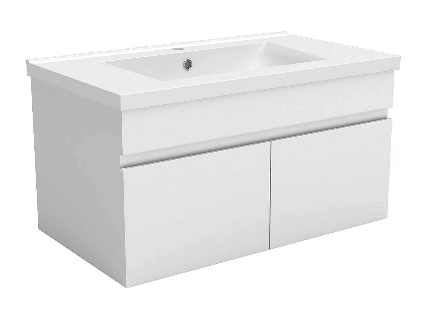 AICA Ensemble meuble Salle de Bain avec portes + vasque céramique, L x W x H: 79,5x45x40cm， Blanc Mat