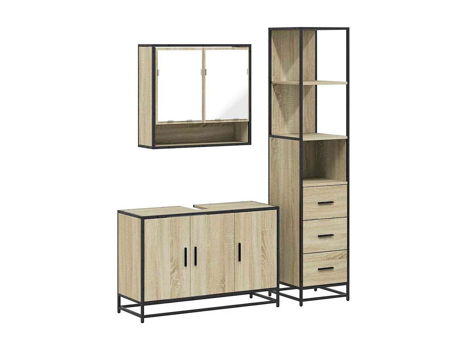 Ensemble de meubles de salle de bain 3 pcs chêne sonoma