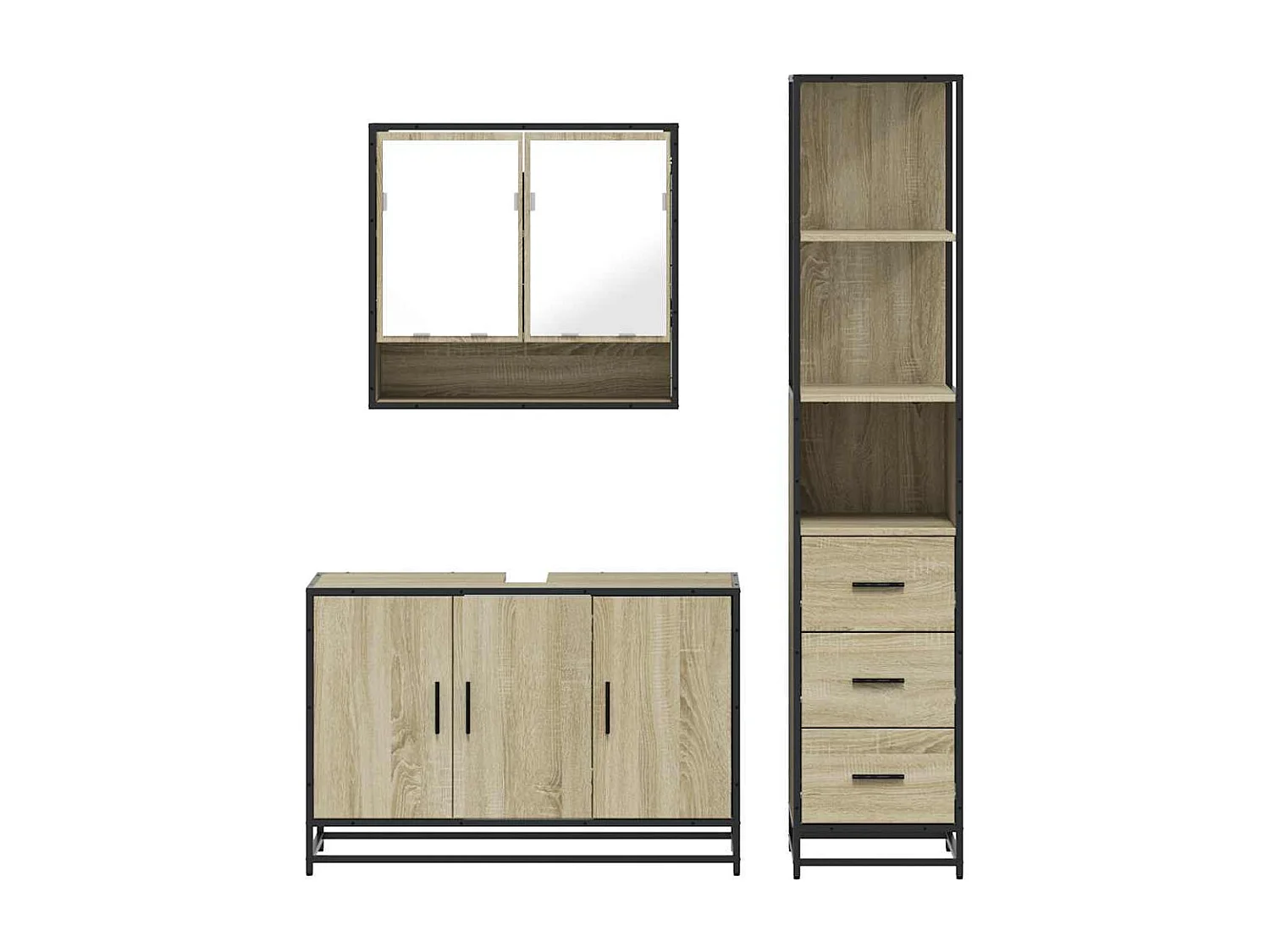 Ensemble de meubles de salle de bain 3 pcs chêne sonoma