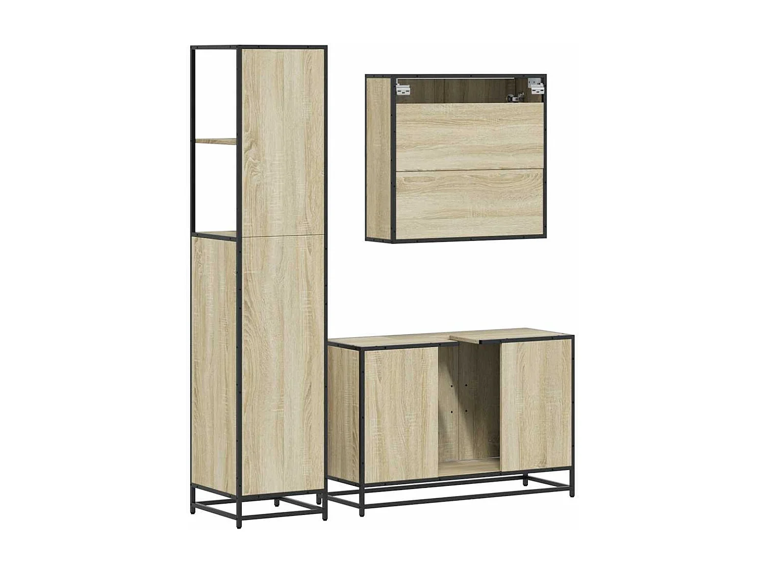 Ensemble de meubles de salle de bain 3 pcs chêne sonoma