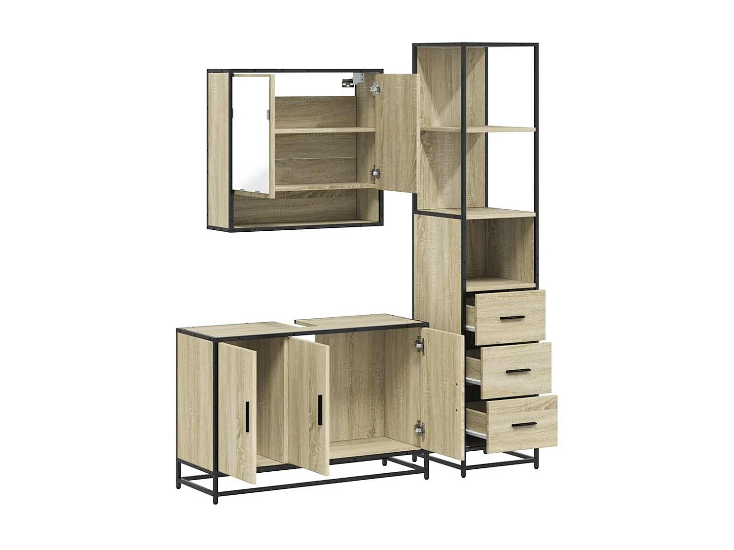 Ensemble de meubles de salle de bain 3 pcs chêne sonoma