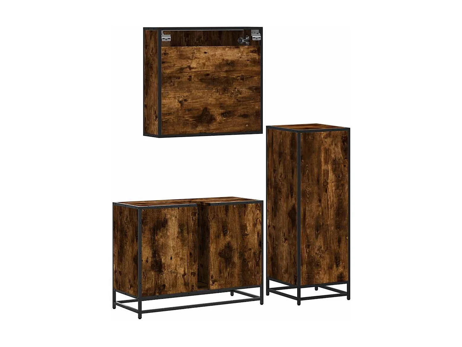 Ensemble de meubles de salle de bain 3 pcs Chêne fumé