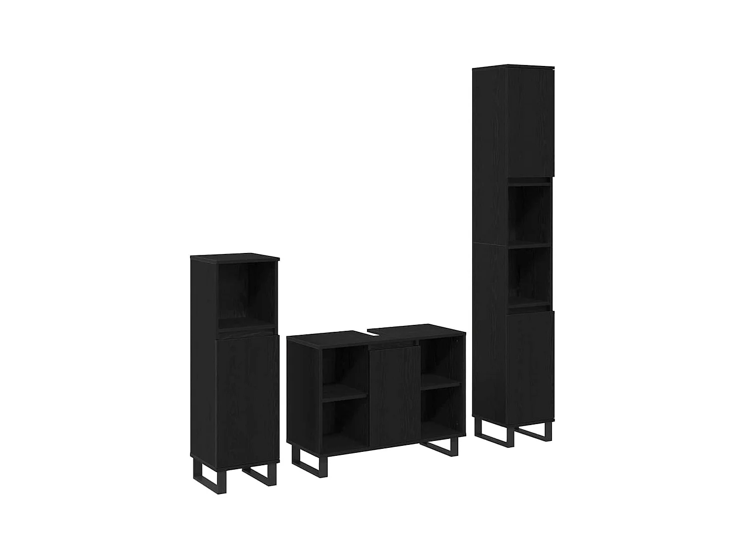 Set di mobili da bagno con contenitore 3 pezzi nero