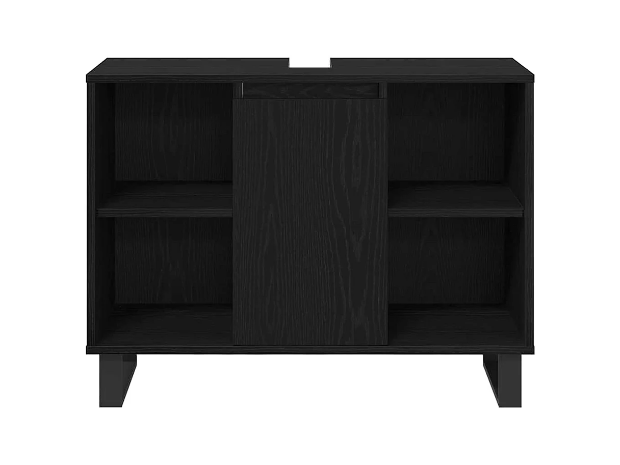 Set di mobili da bagno con contenitore 3 pezzi nero