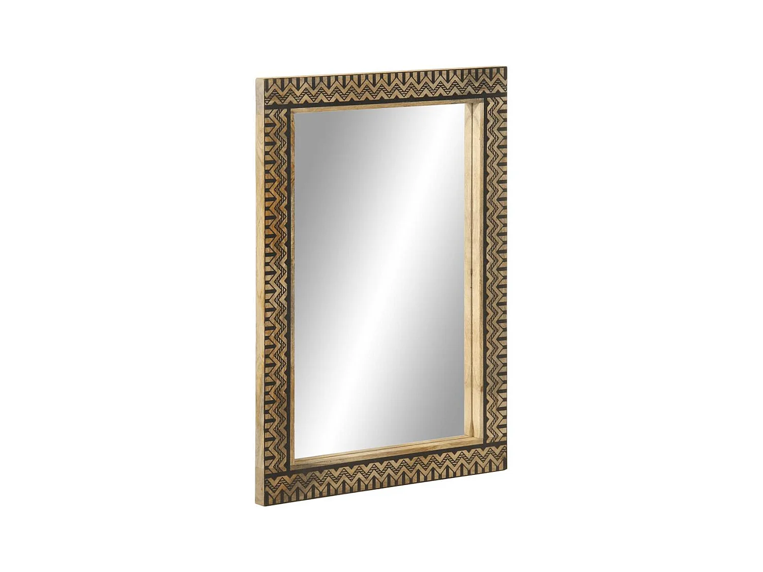 Miroir de bain 50x70 cm bois de manguier massif et verre