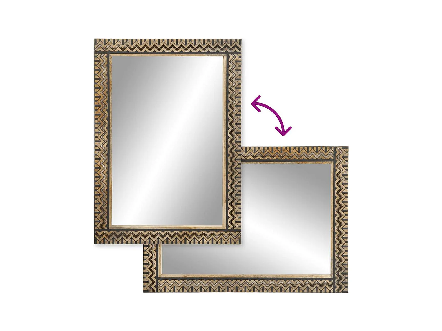 Miroir de bain 50x70 cm bois de manguier massif et verre