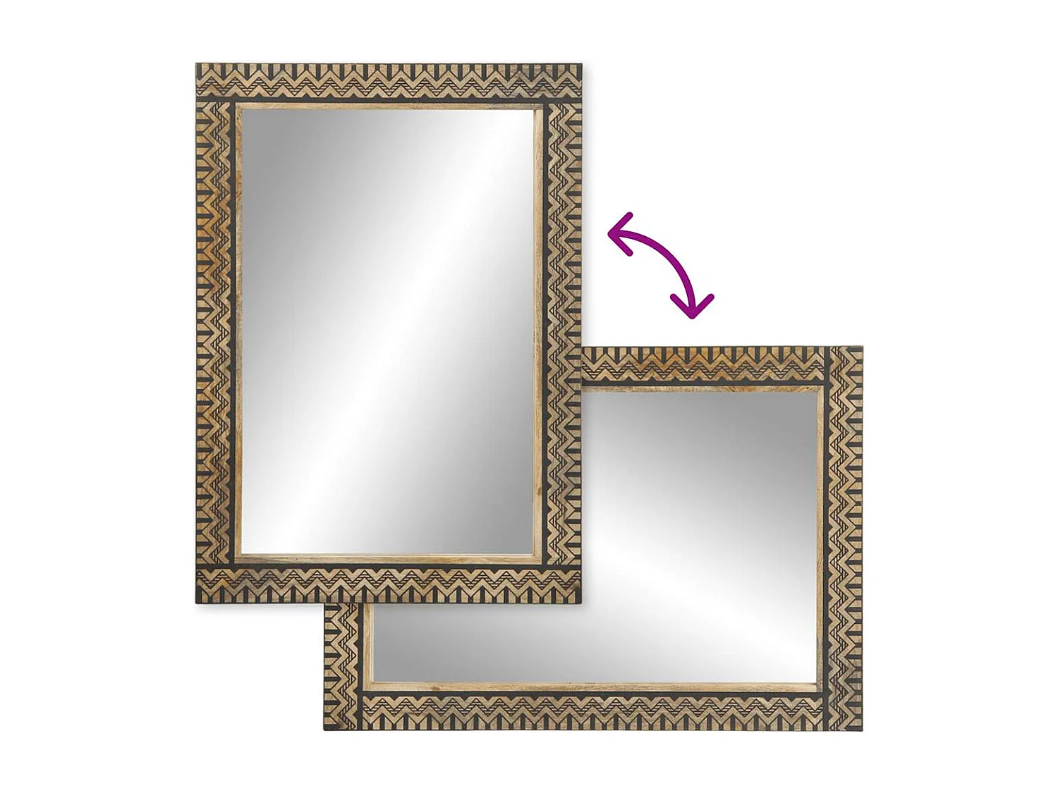 Miroir de bain 50x70 cm bois de manguier massif et verre