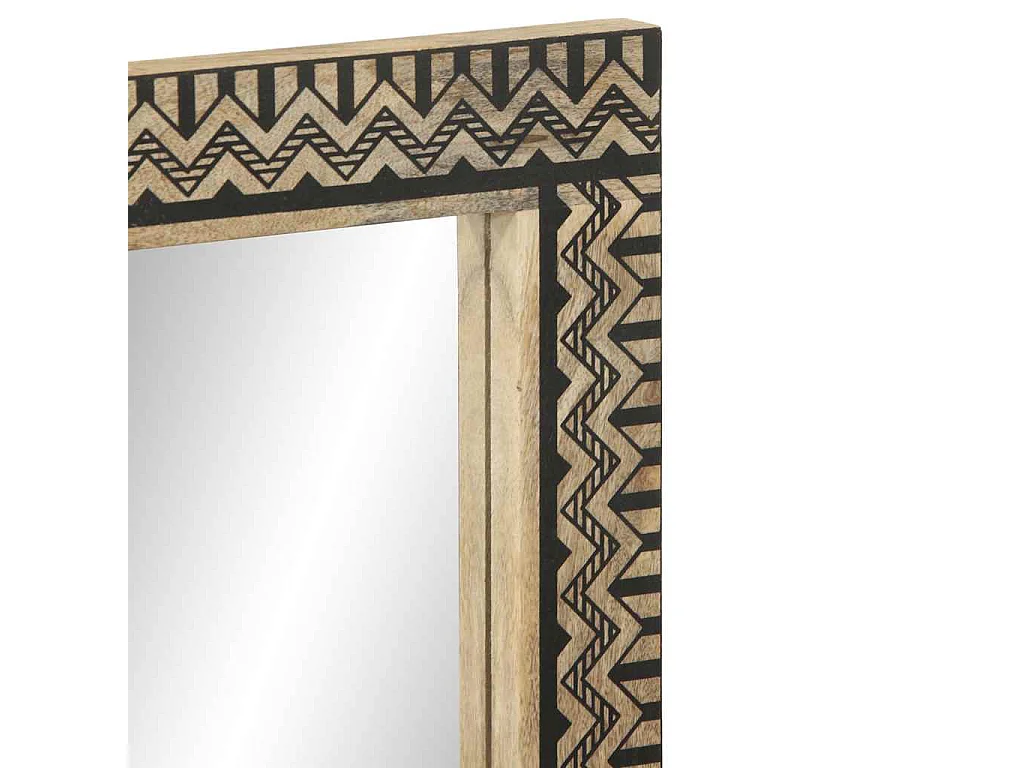 Miroir de bain 50x70 cm bois de manguier massif et verre