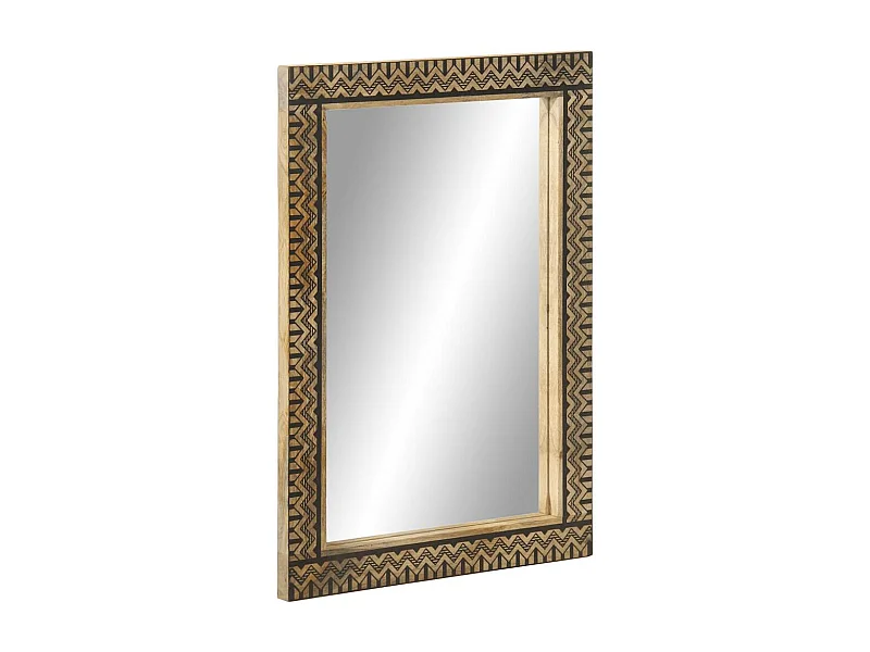 Miroir de bain 50x70 cm bois de manguier massif et verre