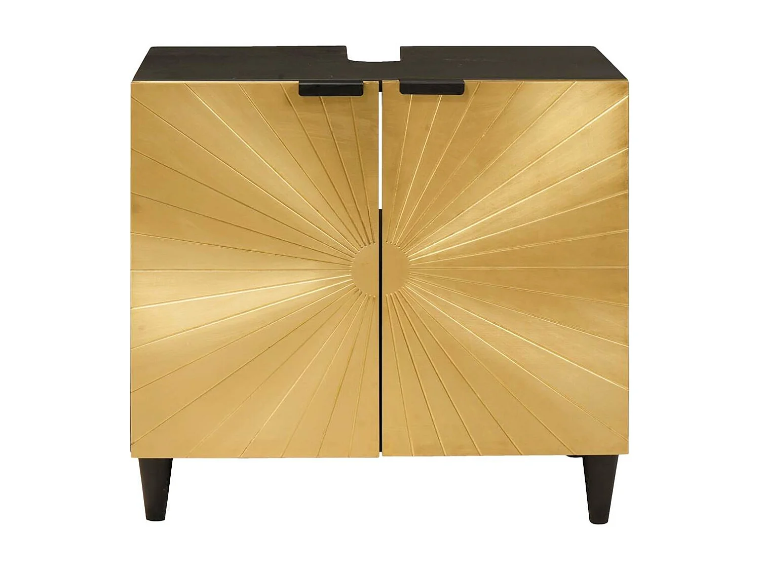 Armoire d'évier avec étagère Noir et or 62 x 33 x 58 cm