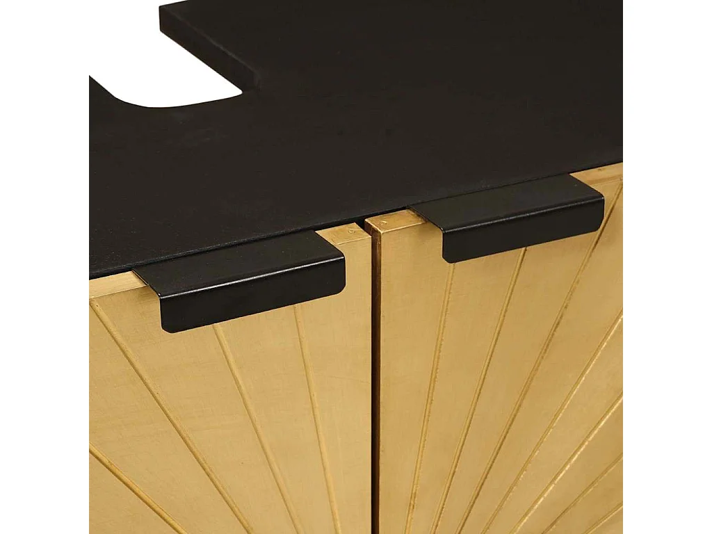 Armoire d'évier avec étagère Noir et or 62 x 33 x 58 cm