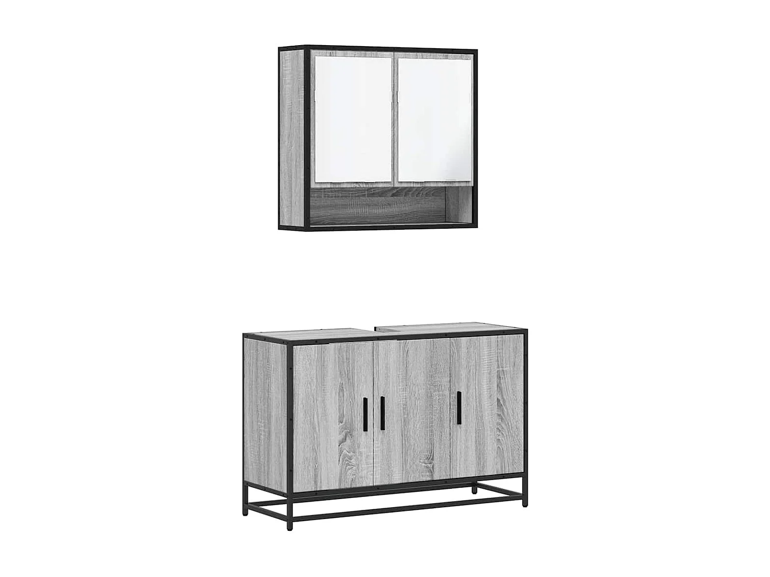 Ensemble de meubles de salle de bain 2 pcs Sonoma gris