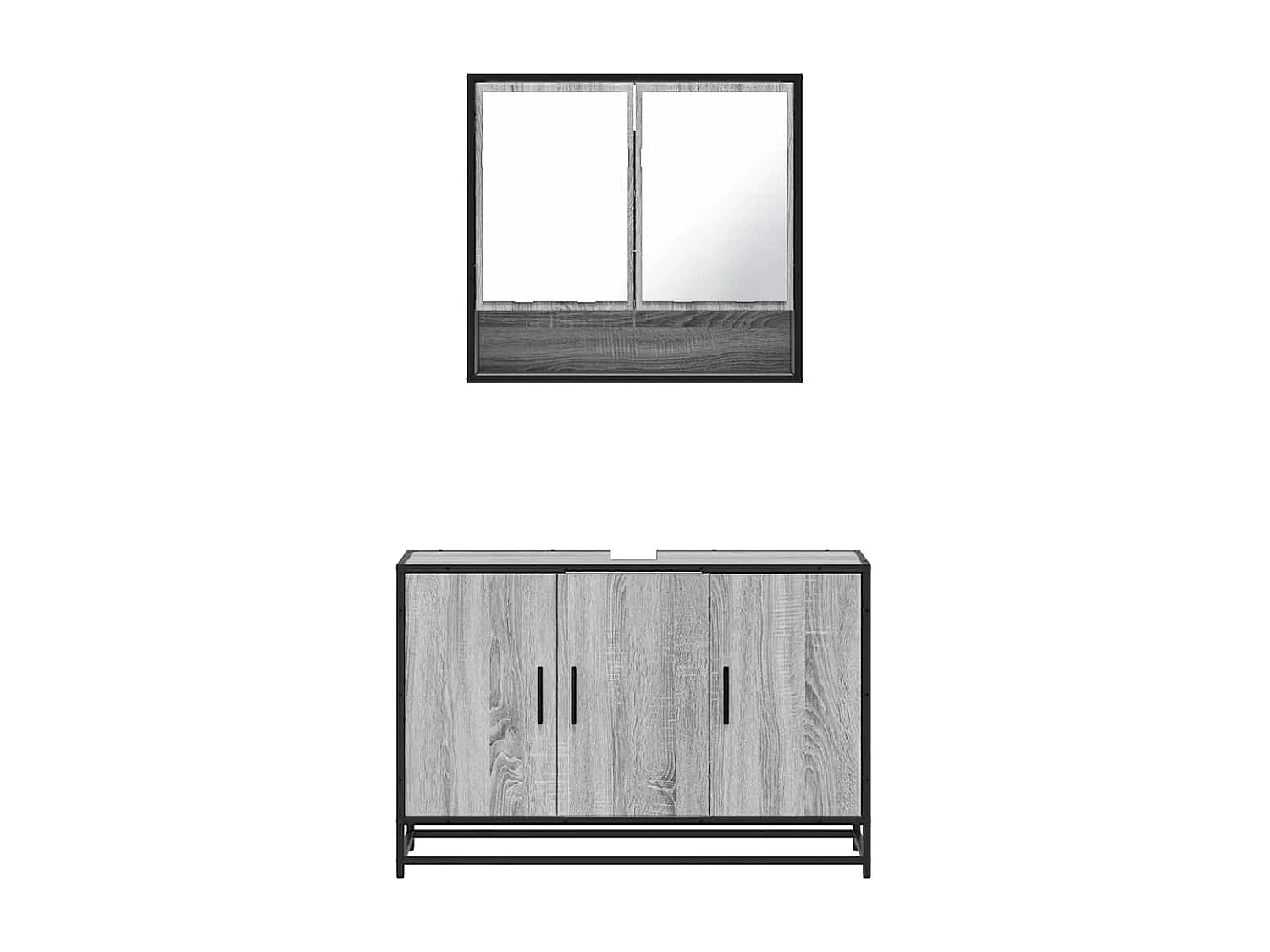 Ensemble de meubles de salle de bain 2 pcs Sonoma gris