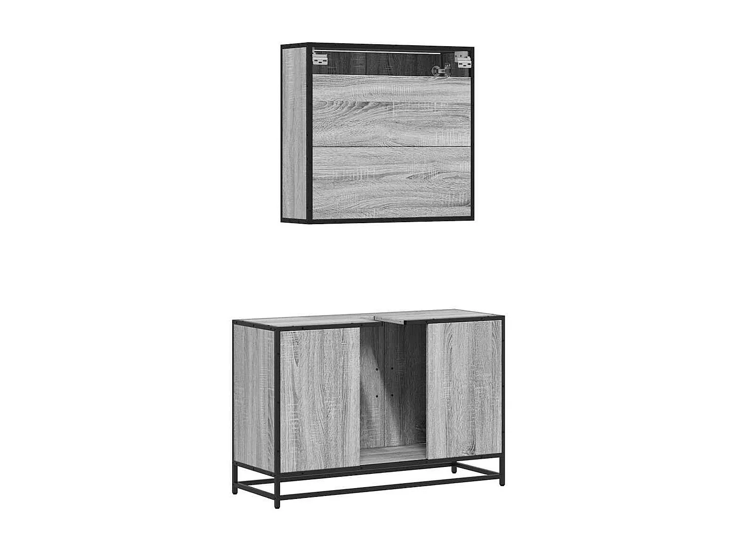 Ensemble de meubles de salle de bain 2 pcs Sonoma gris