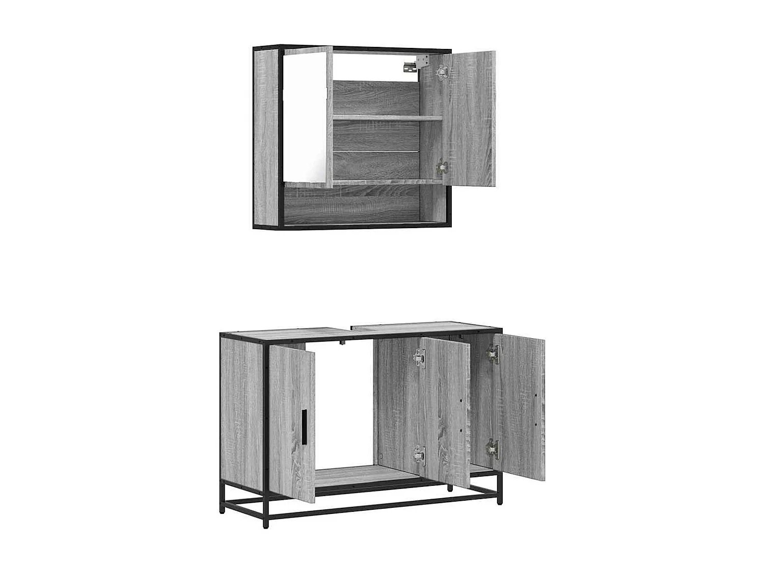 Ensemble de meubles de salle de bain 2 pcs Sonoma gris