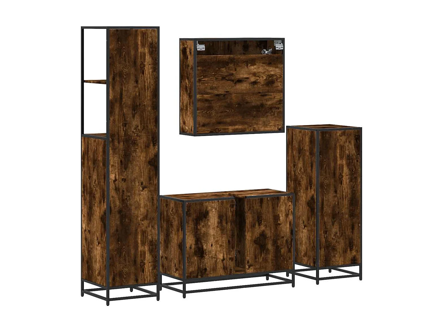 Ensemble meubles salle de bain 4 pcs chêne fumé bois ingénierie