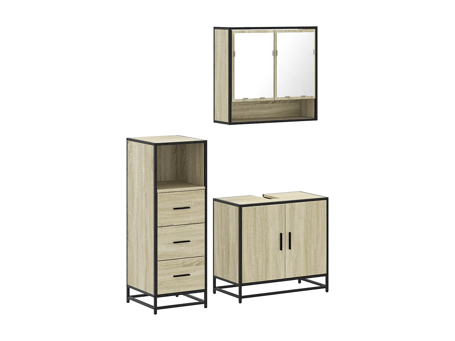 Conjunto de muebles de baño de 3 piezas roble sonoma