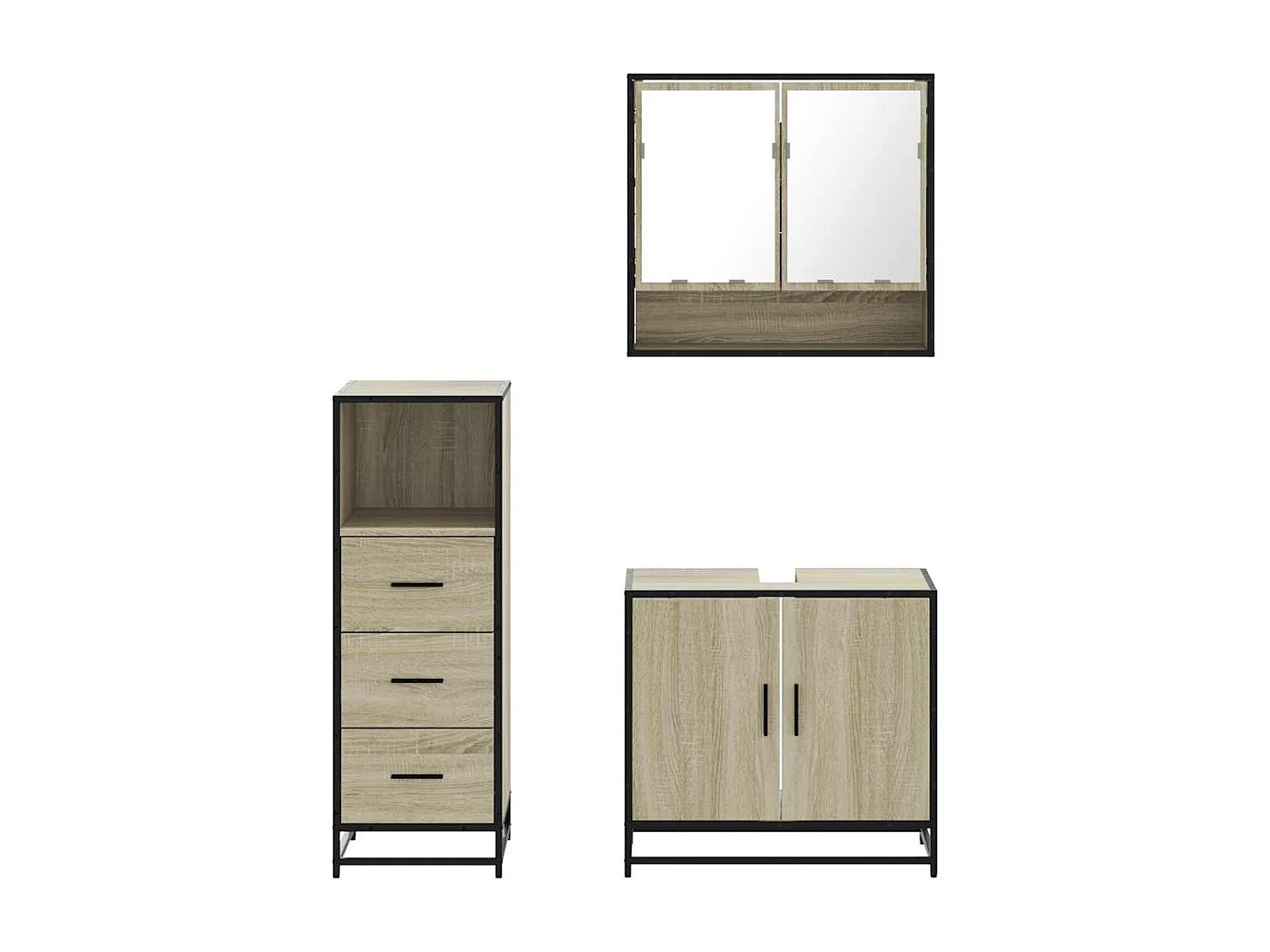 Conjunto de muebles de baño de 3 piezas roble sonoma