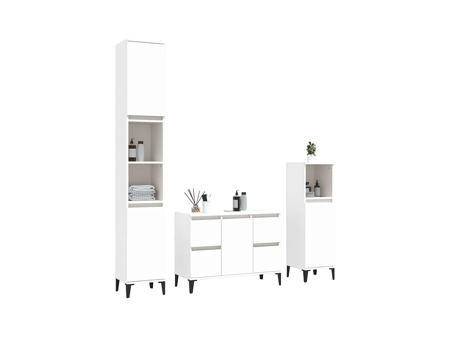 Ensemble de meubles salle de bain 3 pcs blanc bois d'ingénierie