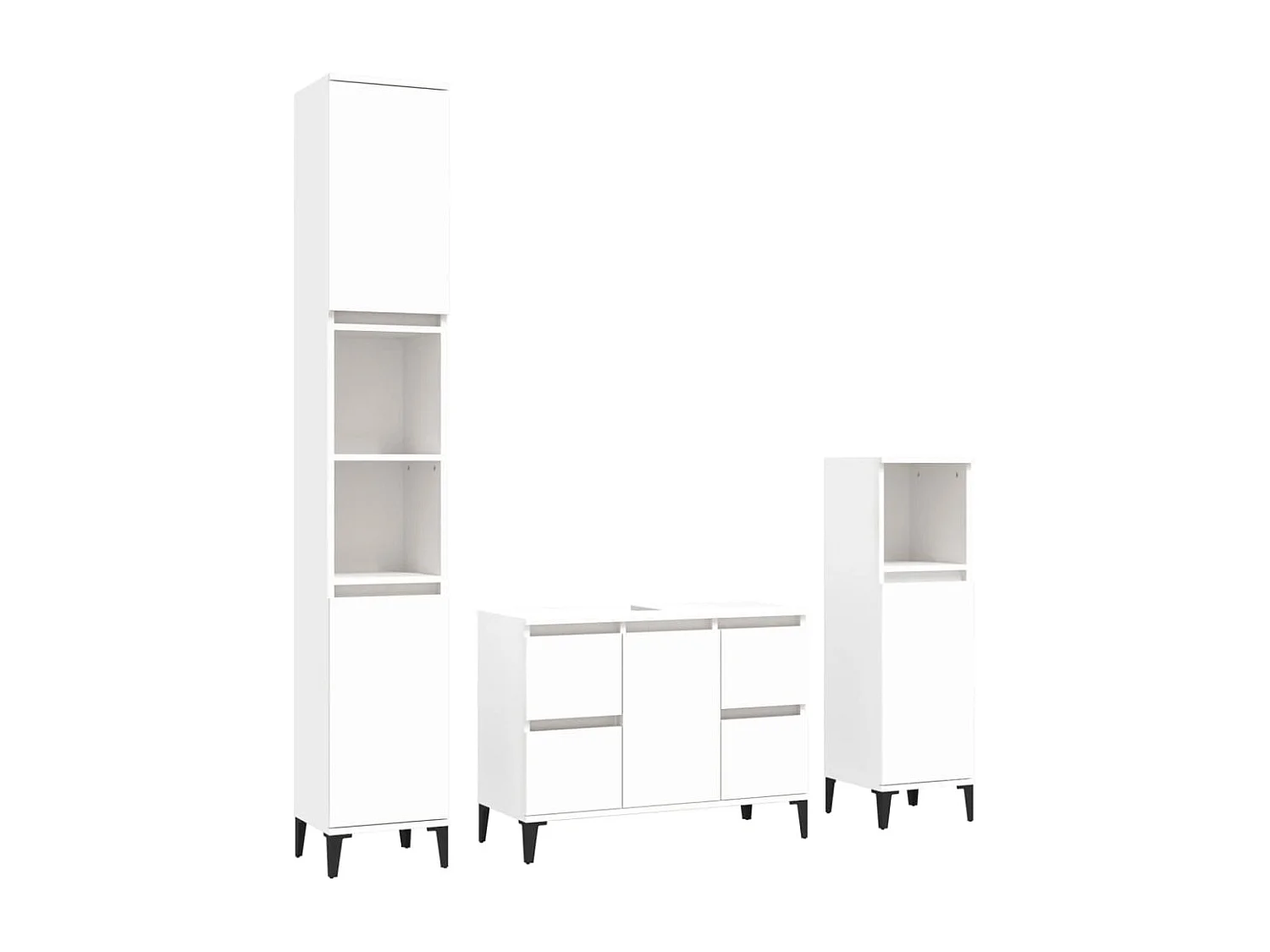 Ensemble de meubles salle de bain 3 pcs blanc bois d'ingénierie