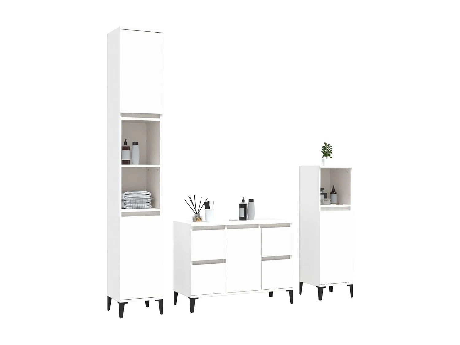 Ensemble de meubles salle de bain 3 pcs blanc bois d'ingénierie