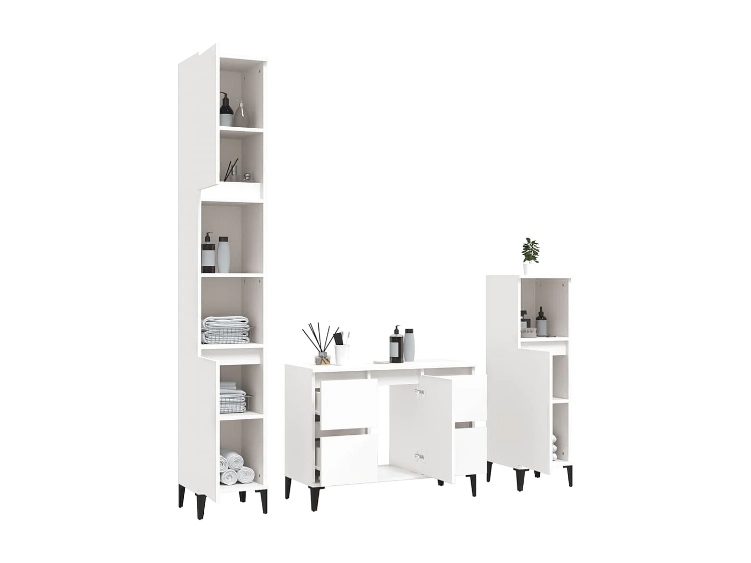 Ensemble de meubles salle de bain 3 pcs blanc bois d'ingénierie