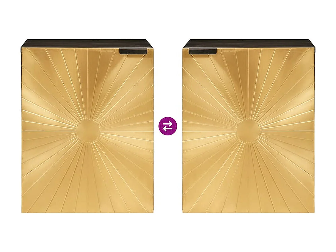 Badezimmerschrank mit Tür Schwarz und Gold 38 x 33 x 48 cm