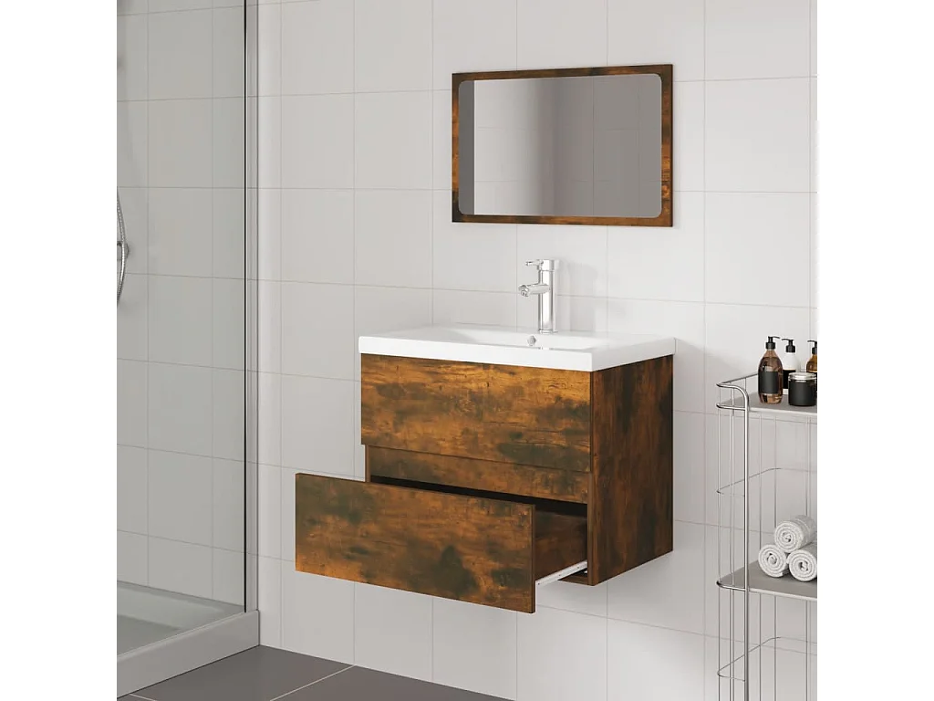 Meubles de salle de bain Chêne fumé Bois d'ingénierie