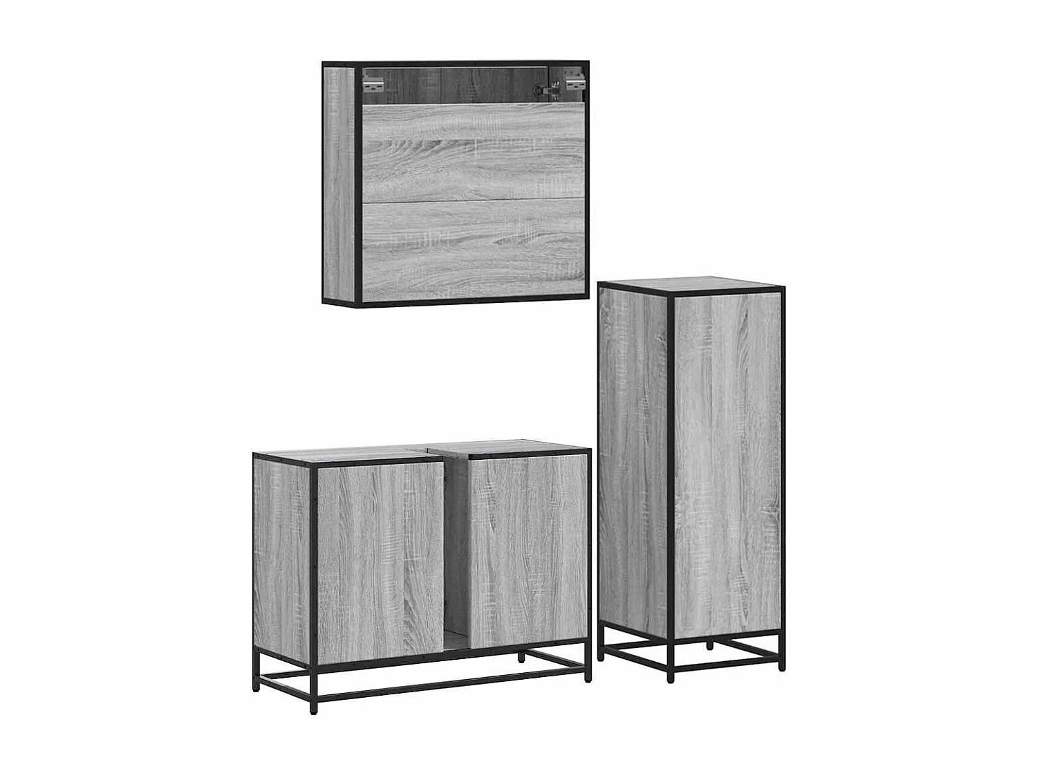 Ensemble de meubles de salle de bain 3 pcs Sonoma gris