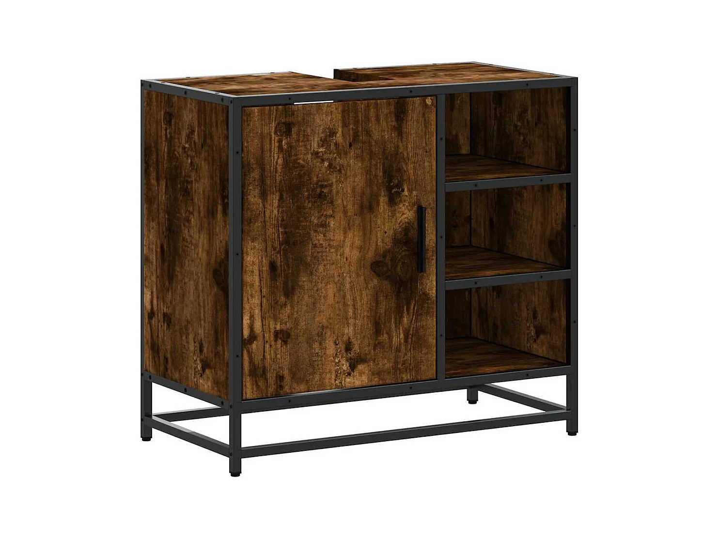 Gerookt eikenhouten wastafelmeubel 65x33x60 cm