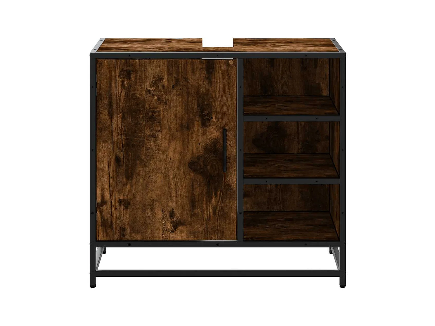 Gerookt eikenhouten wastafelmeubel 65x33x60 cm