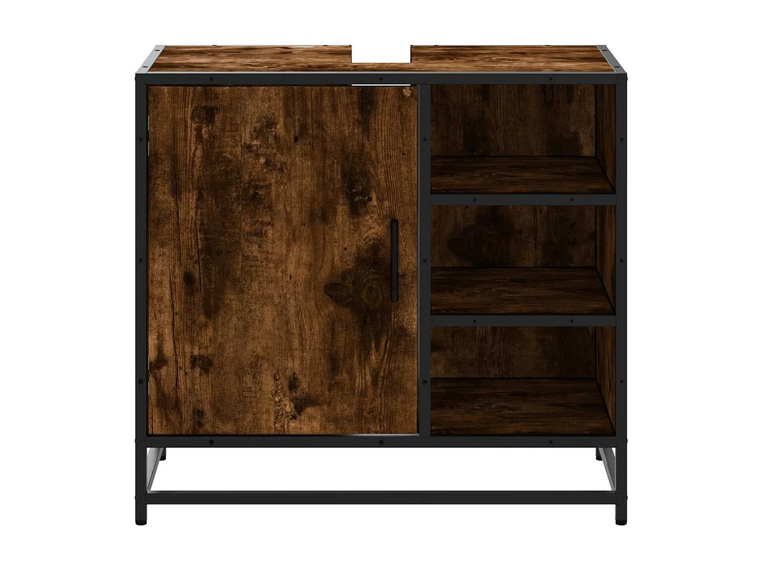 Armoire de lavabo de salle de bain chêne fumé 65x33x60 cm