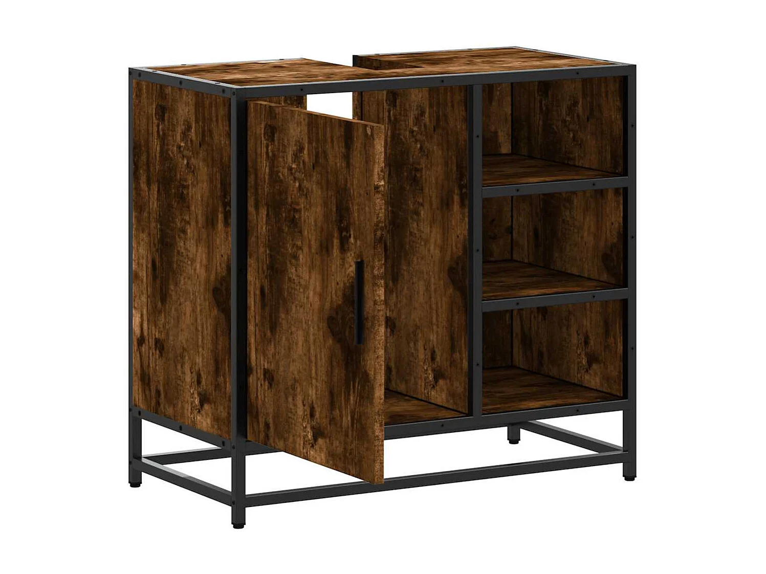 Armoire de lavabo de salle de bain chêne fumé 65x33x60 cm