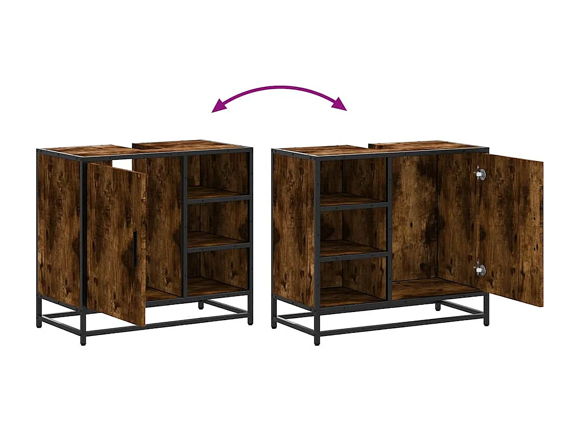 Armoire de lavabo de salle de bain chêne fumé 65x33x60 cm