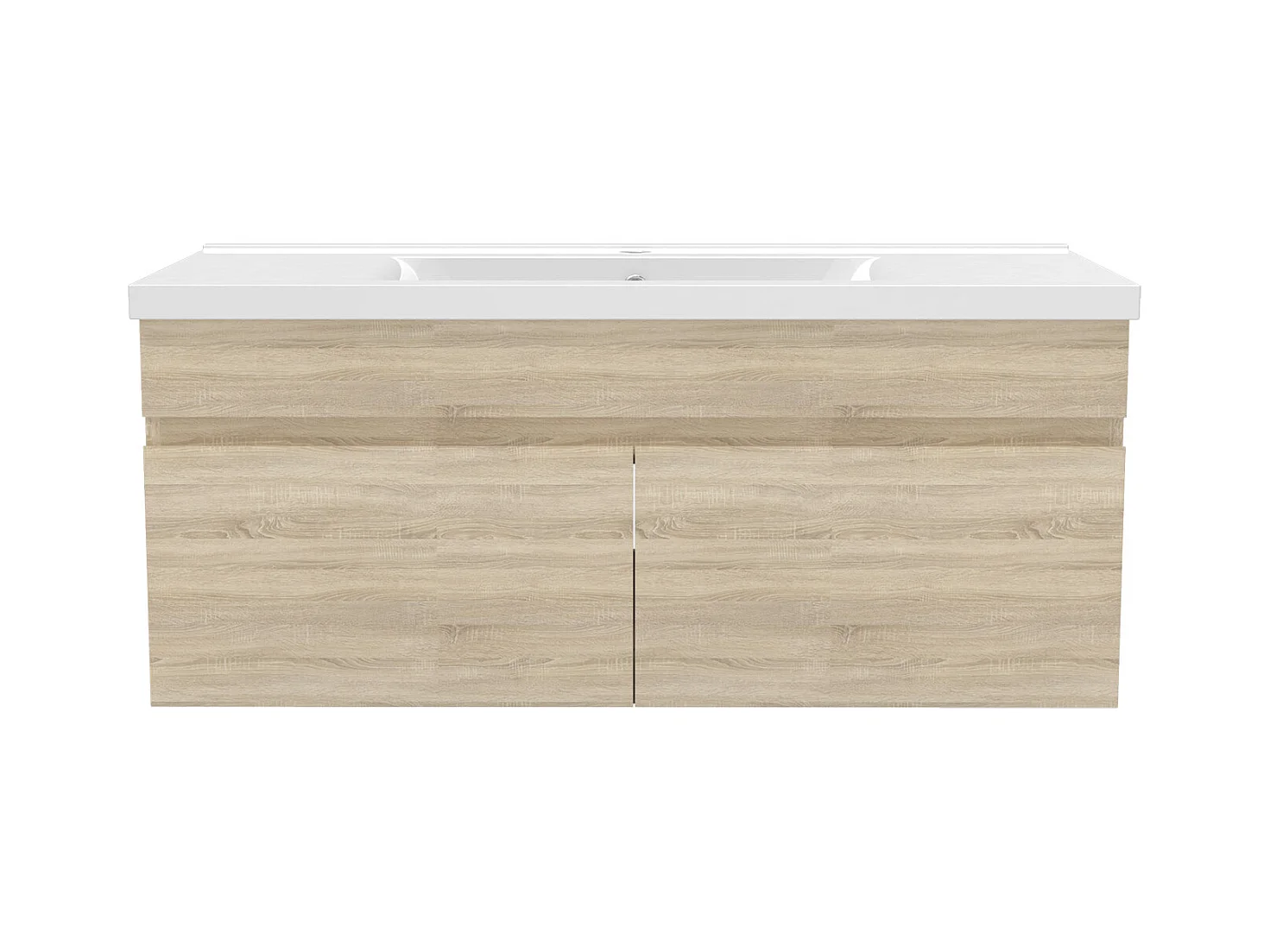 AICA Ensemble meuble Salle de Bain avec portes + vasque céramique, L x W x H: 99x45x40cm， Chêne Mat