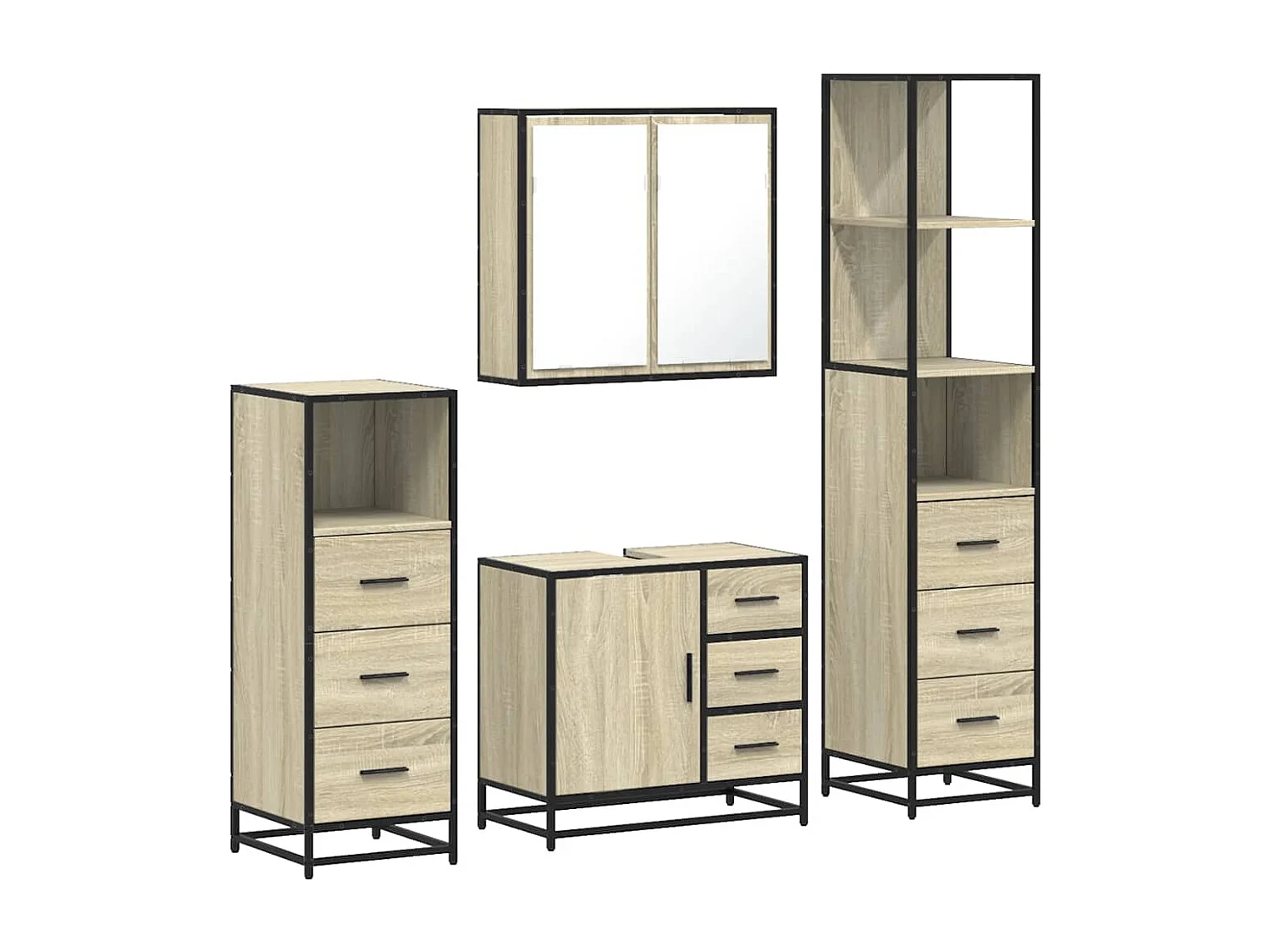 Ensemble de meubles de salle de bain 4 pcs chêne sonoma