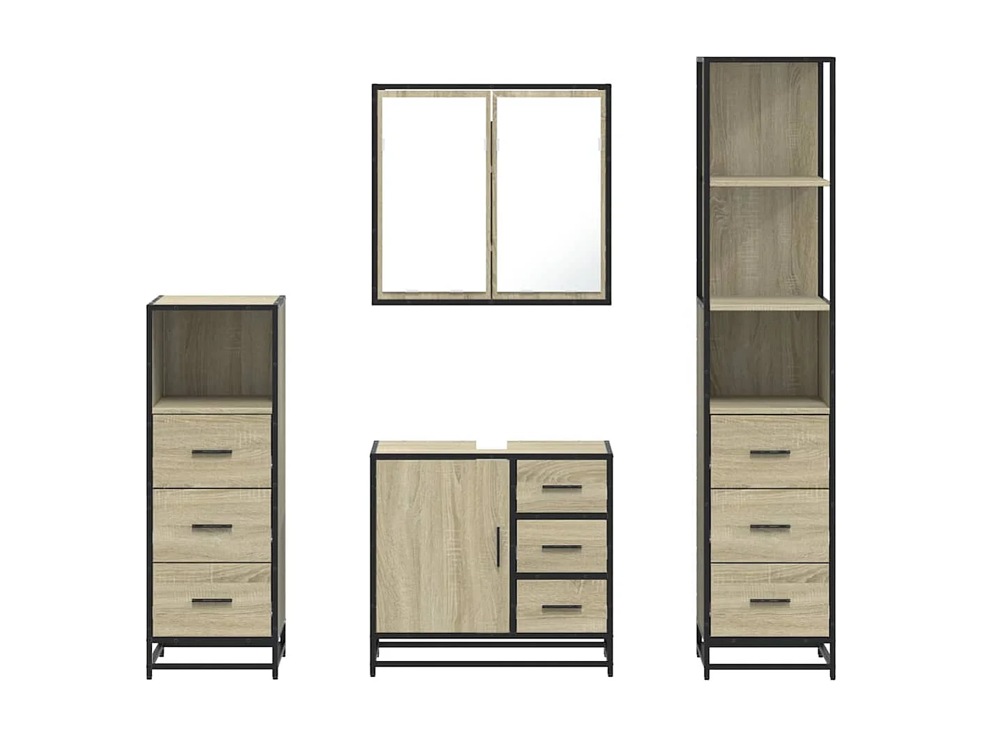 Ensemble de meubles de salle de bain 4 pcs chêne sonoma