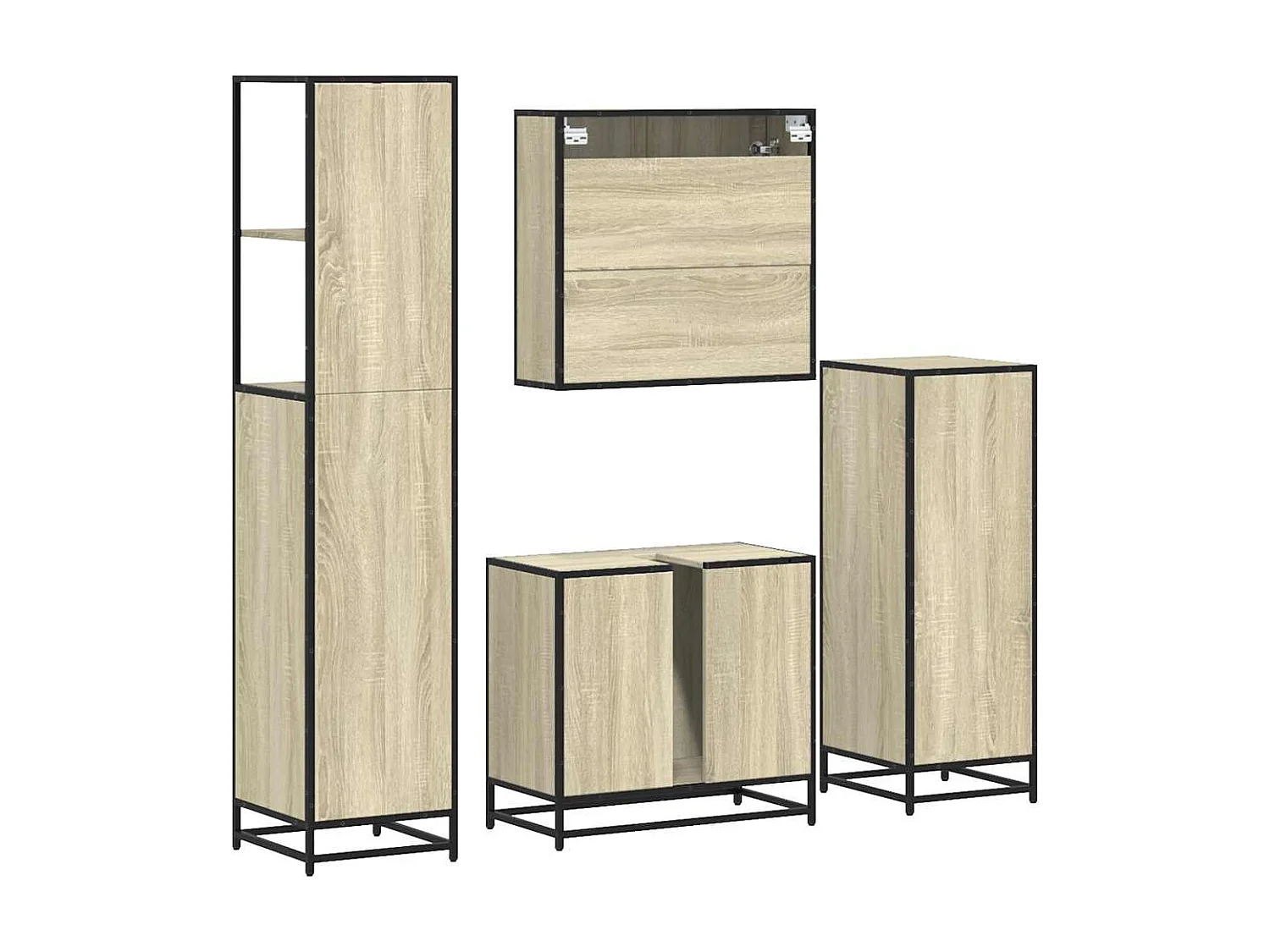 Ensemble de meubles de salle de bain 4 pcs chêne sonoma