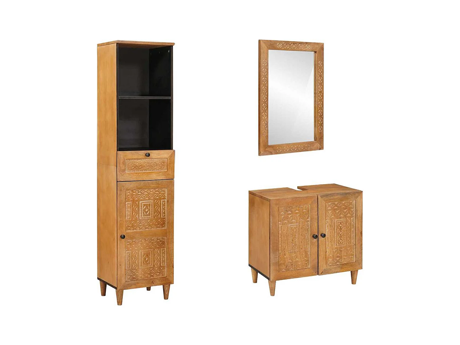 Ensemble de mobilier de salle de bain avec tiroir 3 pcs Marron