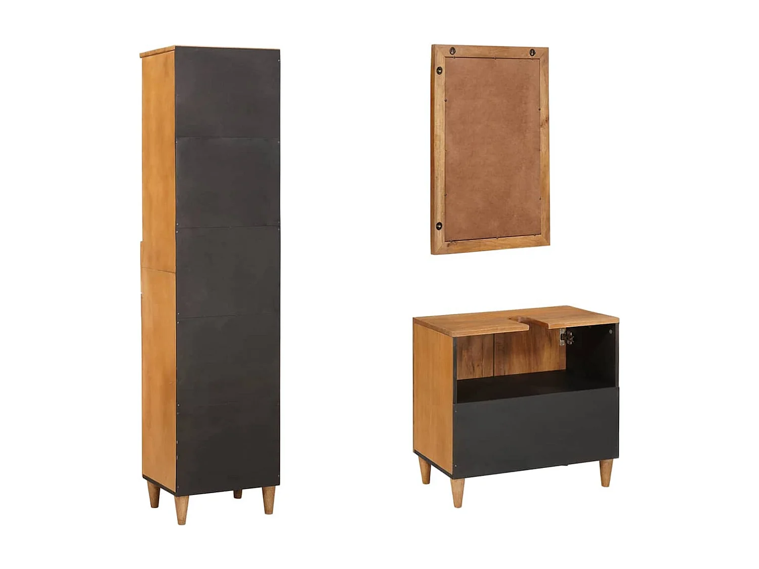 Ensemble de mobilier de salle de bain avec tiroir 3 pcs Marron