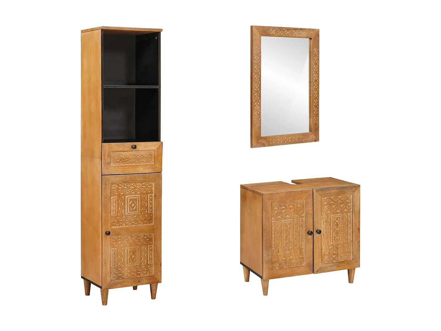 Ensemble de mobilier de salle de bain avec tiroir 3 pcs Marron