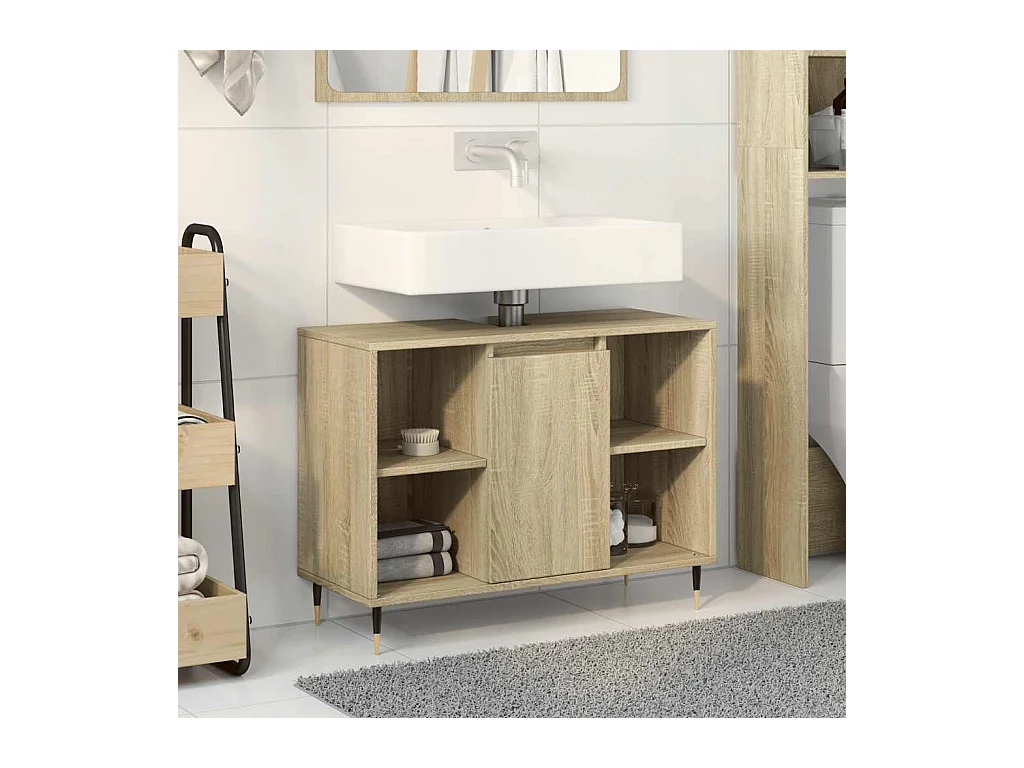 Sonoma eiken badkamerkast 80x33x60cm bewerkt hout