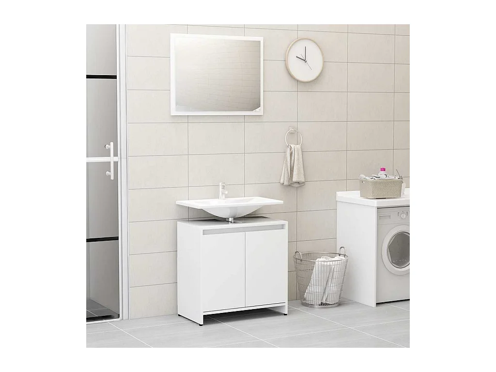Ensemble de meubles de salle de bain Blanc Bois d'ingénierie